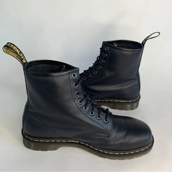 vintage dr martens • black leather high top boots made in england doc - Picture 1 of 9